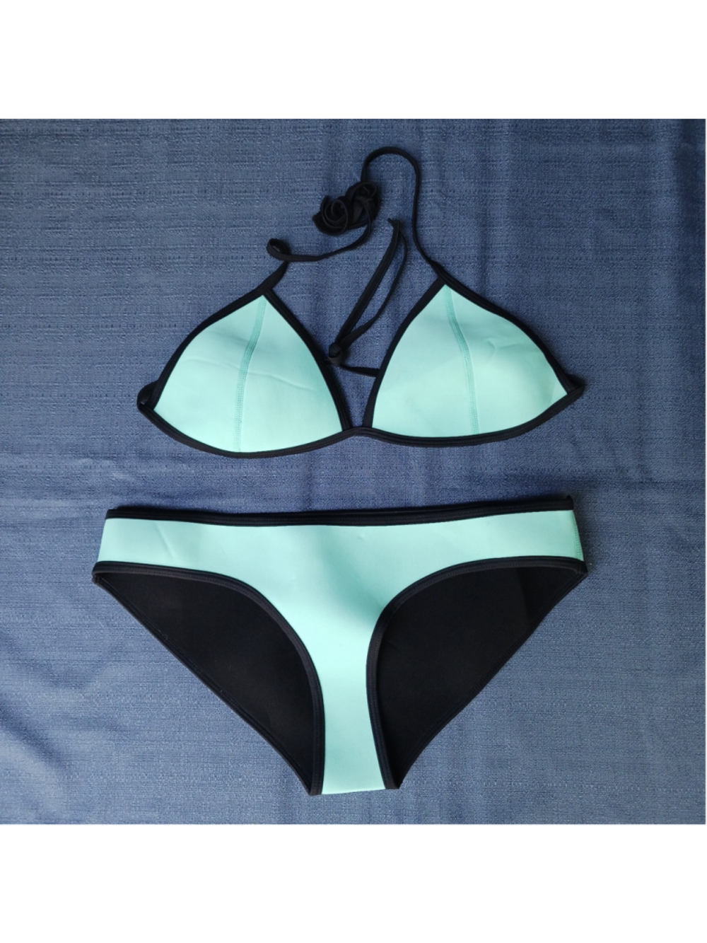 Ebuddy Bikini Swimsuit Turquoise Black Neoprene Large